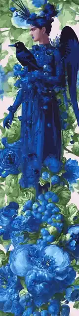 Free angel bookmark featuring a glorious blue angel with a bird